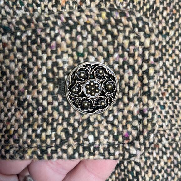 Vintage Guess Tweed Long Trench Coat Women's Large Wool Rare Find 90s - Picture 11 of 15